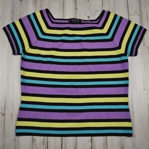 90's Y2K Vintage Purple Striped Silk Blend Stretch Knit top sz medium Coquette